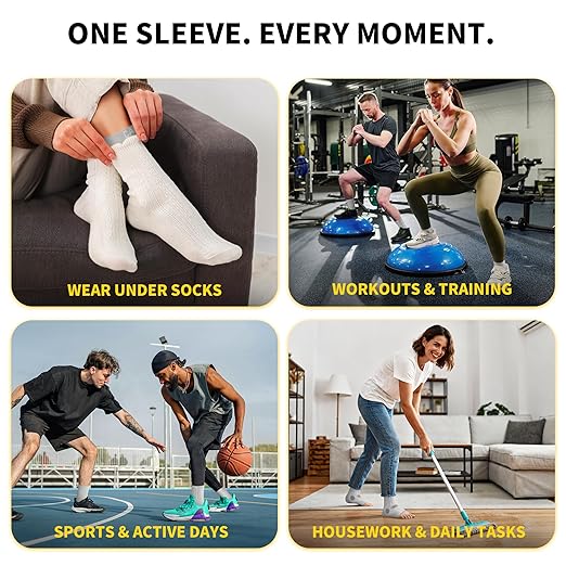 CAMBIVO 1 Pair Ankle Compression Sleeve for Men & Women – Soft, Breathable Support for Plantar Fasciitis, Achilles Tendonitis, Swelling & Sports Recovery – Easy to Wear, All-Day Comfort Fit