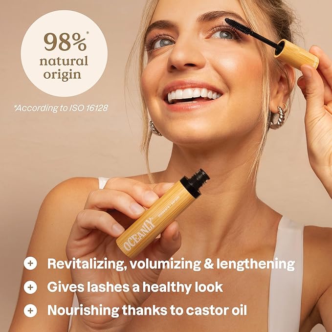 ATTITUDE Oceanly Serum Infused Mascara, EWG Verified, Eye Lash Serum, Length + Volume, Vegan Beauty and Makeup, Black, 0.24 Oz