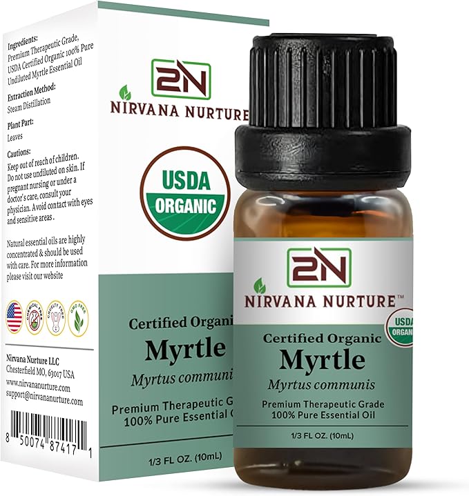 Myrtle Essential Oil USDA Certified Organic, 100% Pure Natural Premium Grade, Undiluted