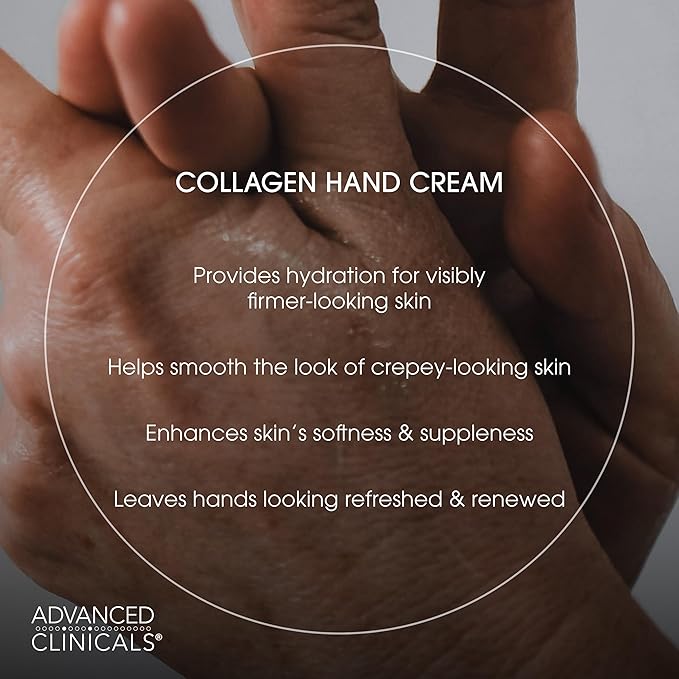 Advanced Clinicals Collagen Hand & Body Cream Skin Care Moisturizer Lotion For Dry Cracked Skin. Soothing & Hydrating Plant Collagen Lotion W/Aloe Vera, Green Tea, & Shea Butter, Large 8 Fl Oz