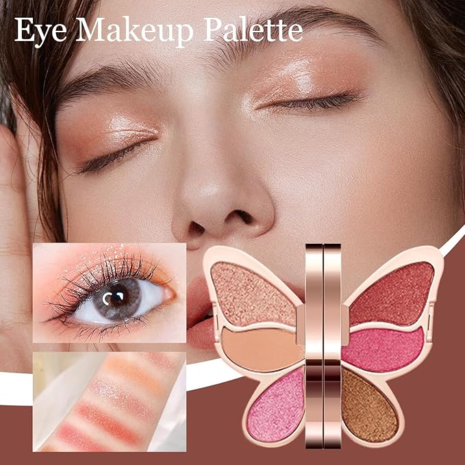 6 Color Eyeshadow, Makeup Eye Palette, Waterproof Matte Glitter, Highly Pigmented Eye Shadow, Colorful Cosmetic Set for Women Girls Daily Evening Party Professional Makeup Look