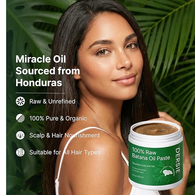Dersie 100% Raw Batana Oil: Unrefined Raw Batana Oil Paste Sourced from Honduras (4 oz)