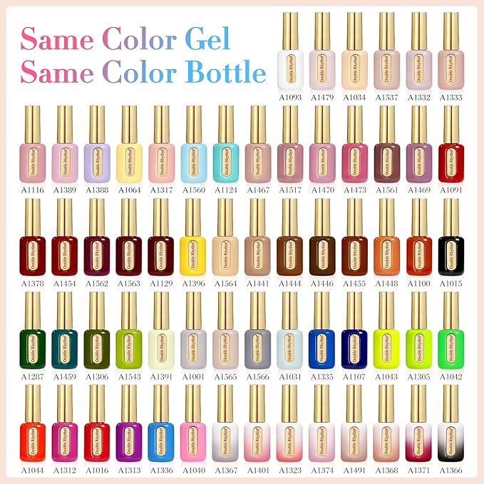 Double Rhythm 0.50 OZ Gel Polish Hema Free Same Color Same Bottle Golden Round Translucent Neutral Natural Milky 15 ML Jelly UV Polish Art DIY at Home (Milky Pink-C1323)