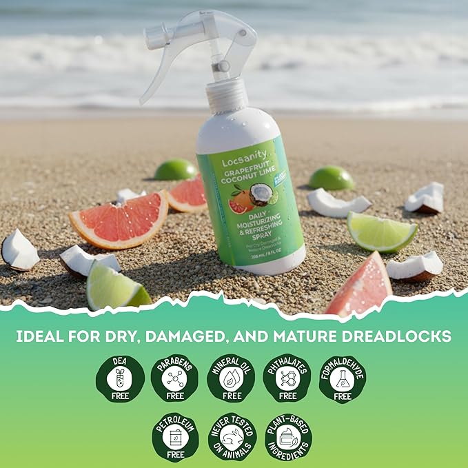 Locsanity Grapefruit Coconut & Lime Daily Moisturizing Spray Fine Mist - 8 fl oz: Hydrating Mist for Locs, Hair Growth, and Daily Moisturizing Refreshing Spray for Dreads & Braids