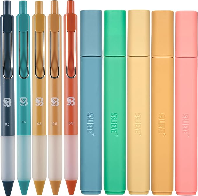 BLIEVE - Aesthetic Highlighters and Gel Pens With Soft Ink and Chisel Tip, Bible Highlighters and Pens No Bleed, Dry Fast Easy to Hold, for Bible Journaling Planner School Supplies (VINTAGE)