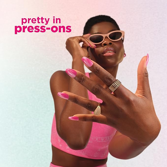 Sally Hansen Salon Effects Perfect Press-On Pink Nails | Oval Shape, 3D Design | Easy to Apply, Non-Damaging, Vitamin E & B5 | 30 Nails, Nail Glue, Adhesive Tabs, File| State of the Heart