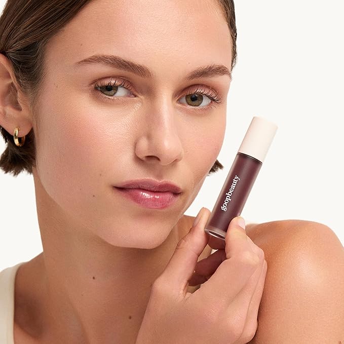 goop Beauty Hydra-Barrier Gel Gloss | Hydrating Lip Gloss to Moisturize & Plump Lips | Hyaluronic Acid & Vitamin E | Spice - Sheer Cocoa | 0.13 oz