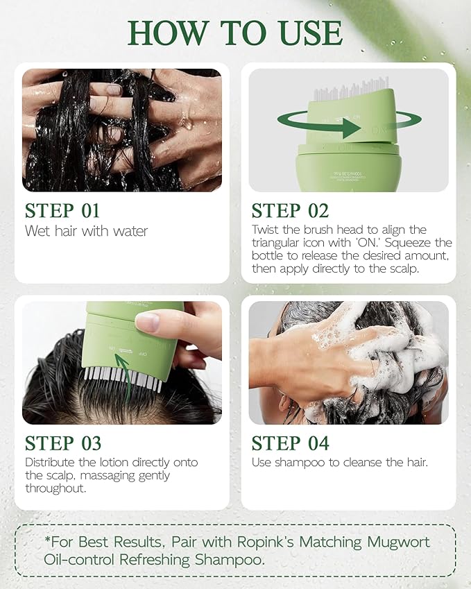 Mugwort Anti-Dandruff Scalp Care Set, Pre-Shampoo Scalp Serum with Brush & Oil-Control Shampoo, Oil-Control Refreshing formula, Soothes Itchy Scalp, Lightweight & Volumizing Hair