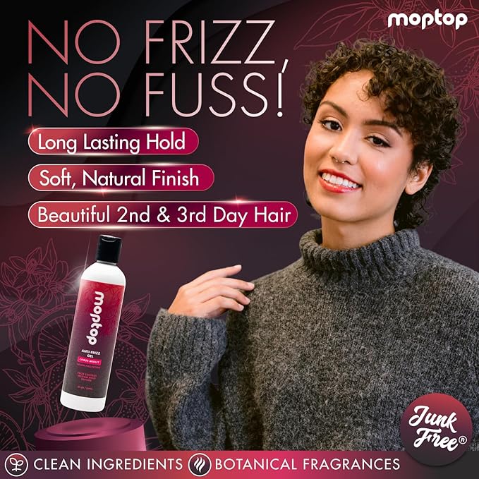 MopTop Salon Anti Frizz Hair Gel – Salon Quality Curl Defining Gel to Enhance Wavy, Curly and Kinky-Coily Hair, Medium Hold, For Frizz Control, with Aloe, Sea Botanicals & Honey (Citrus Medley, 32oz)