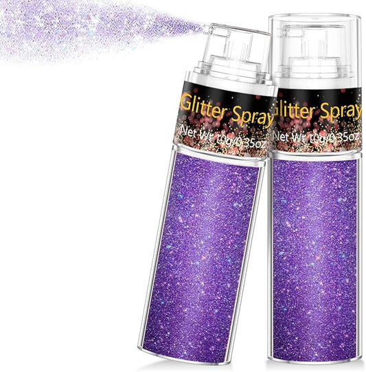 Hair and Body Glitter Spray, 1PC Purple Glitter Hairspray Dry Powder Makeup for Clothes, Festival Rave Prom Loose Sparkle Powder,Holographic Ultra Fine Resin Glitters for Crafts,10g (1PC Purple)