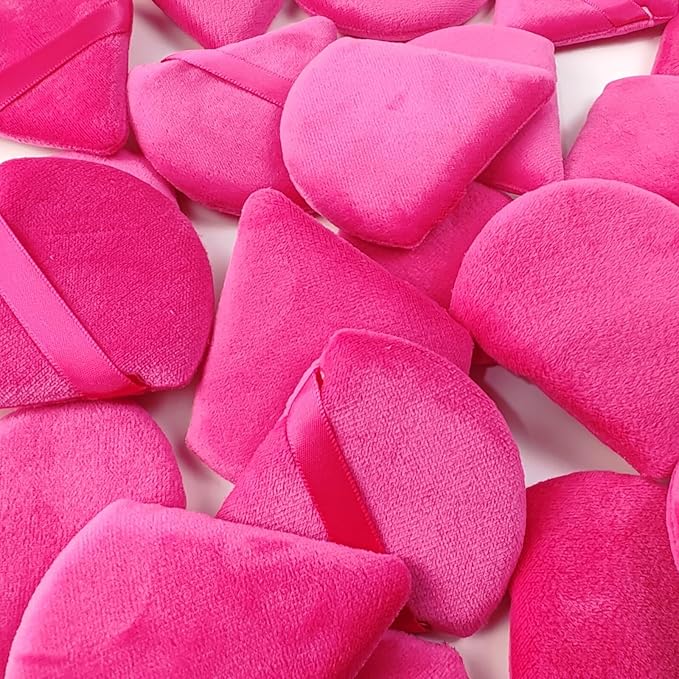 GXXMEI 30PCS Powder Puff Face Makeup Sponge Soft Velour Triangle Powder Puffs for Loose Powder Setting Powder Cosmetic Foundation Beauty Sponge, Stocking Stuffers Gift for Women (Pink)