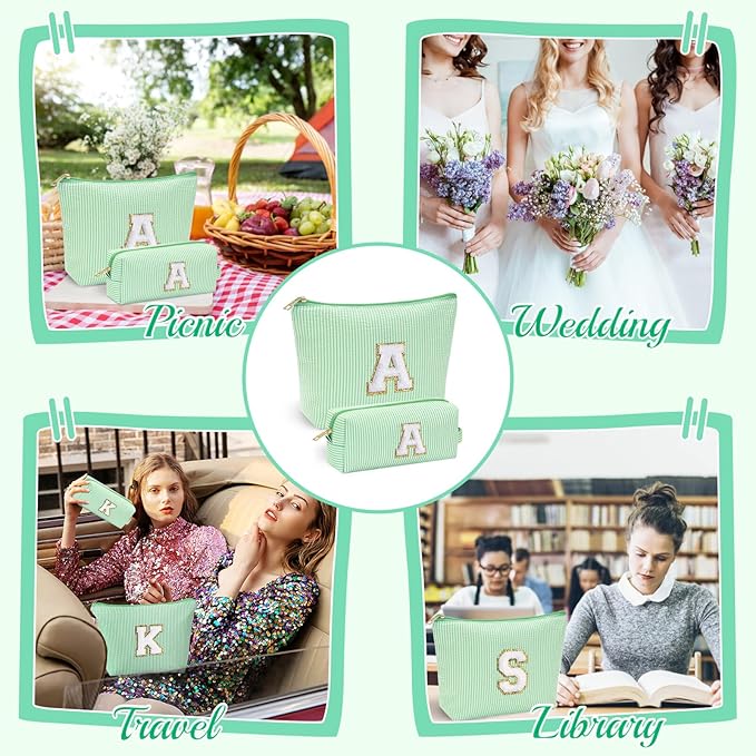 YOOLIFE Cute Makeup Bag for Women Girls - Personalized Teenager Girl Gift Ideas | Initial Make Up Bag | Gifts for Women Friends | Skin Care Bag | Mothers Day Gifts | Tween Girls Trendy Stuff L