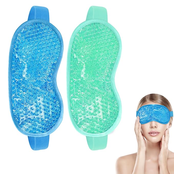 candyfouse 2Pack Cold Cooling Eye Mask, Reusable Hot Colder Therapy Gel Bead with Plush Backing for Puffiness Migraine Stress Relief Skin Care Dry Eyes