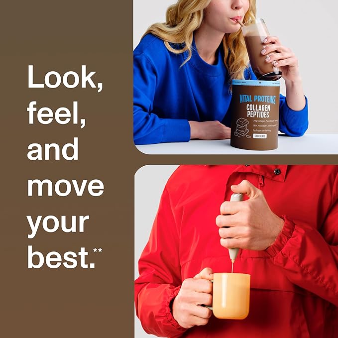 Vital Proteins Grass Fed Collagen Powder Supplement (Type I, III) for Skin Hair Nail Joint - Hydrolyzed Collagen, Grass Fed, Dairy and Gluten Free - Chocolate Flavor, 17.1 oz Canister