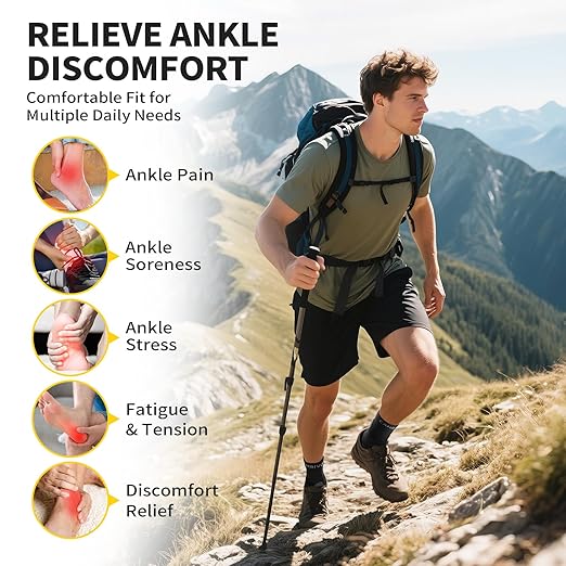 CAMBIVO 1 Pair Ankle Braces for Men and Women, Ankle Compression Socks for Foot Pain, Daily Wear, Fitness, Working, Achilles Tendonitis Relief Ankle Sleeve (Black with Strap, X-Large)