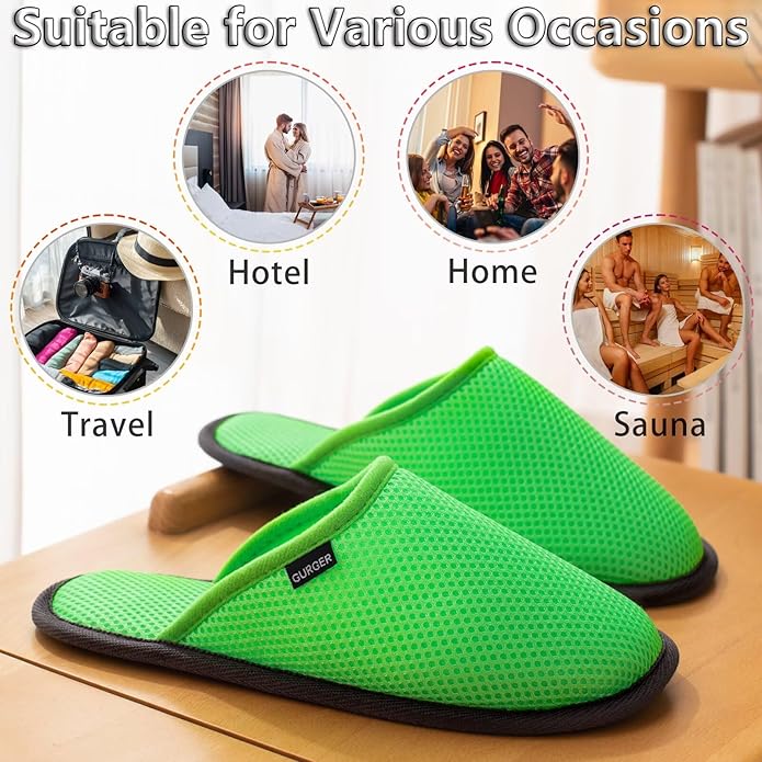 House Slippers for Guests Non-Disposable Washable Spa Slippers Set Non-Slip for Spa, Hotel, Party Guest and Travel