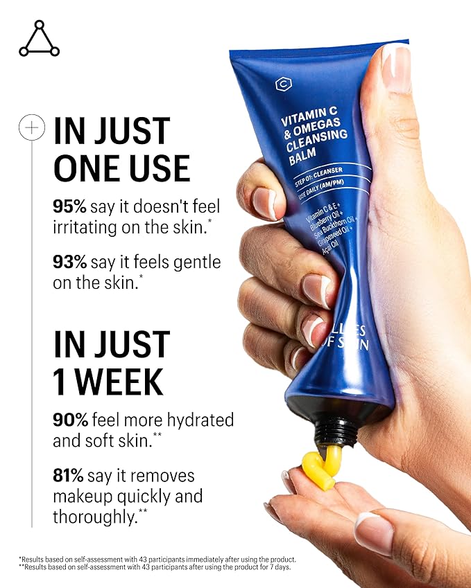 Allies of Skin Vitamin C & Omegas Cleansing Balm | Daily Makeup Remover to Dissolve Waterproof Mascara and SPF | Ophthalmologically Tested for Sensitive Eyes & Skin (3.4 Fl oz)