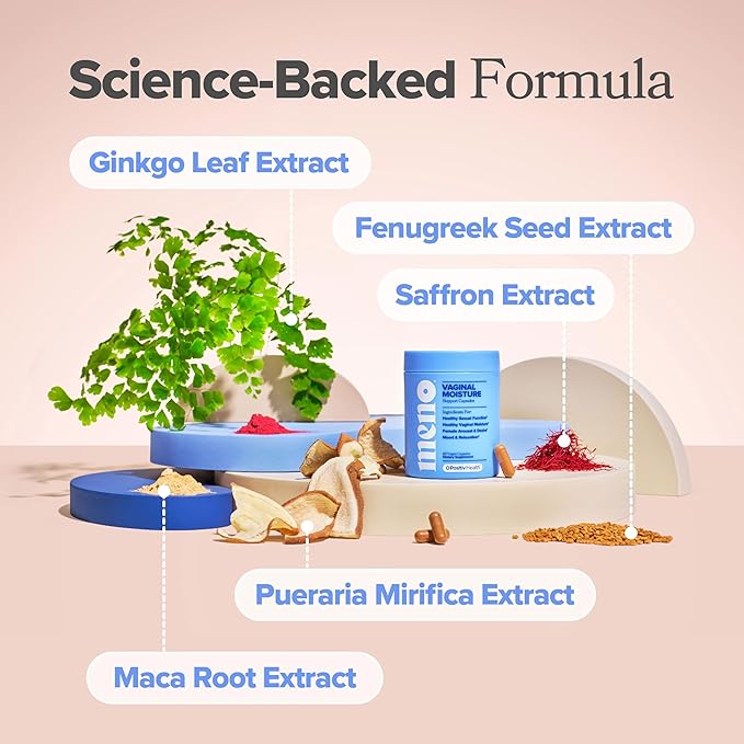 MENO Vaginal Moisture Support Capsules – OBGYN-Formulated to Support Healthy Vaginal Moisture, Mood & Relaxation – Hormone-Free Supplements with Maca Root & Fenugreek Seed Extract – 30 Servings