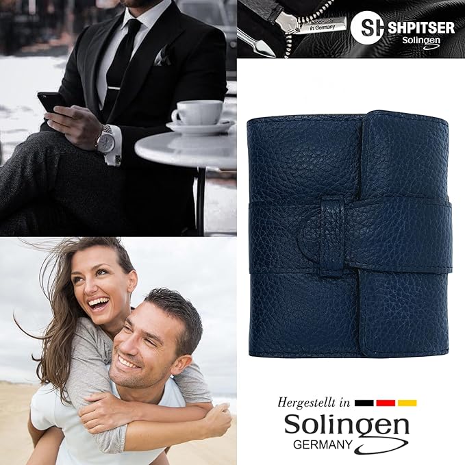 Shpitser Nail Kit, Manicure and Pedicure Women Set of 5 tools: Scissors, Clipper, Tweezers, Nail Cleaner, Nail File, Made in Solingen, Germany, Sturdy Stainless Steel, In Italian Leather Case