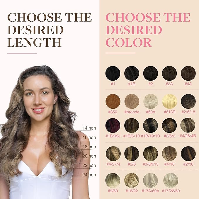 GOO GOO Tape in Hair Extensions Human Hair, 2/6/18 Balayage Brown to Dirty Blonde, 16inch 50g 20pcs, Thick Ends Straight Seamless, Invisible