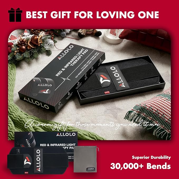 ALLOLO Red Light Therapy for Body, 16.7"*7.9" 660nm & 850nm Infrared Red Light Therapy Belt with Pulse for Back Waist, 3-in-1 LED Bead with Controller Timer, Gift for Women Men