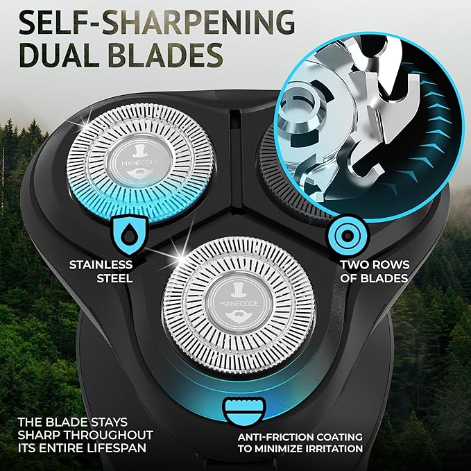 MANECODE® 7-in-1 Electric Razor for Men - Shaver with Floating 8 Contouring Technology® and IQ Cleaning Sensor®