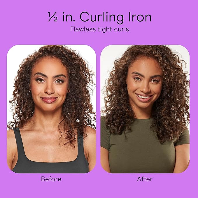 Conair Double Ceramic ½-Inch Curling Iron, ½-Inch Barrel Creates Spiral Curls, Hair Curler for Use on Short to Medium Hair, White/Rose Gold