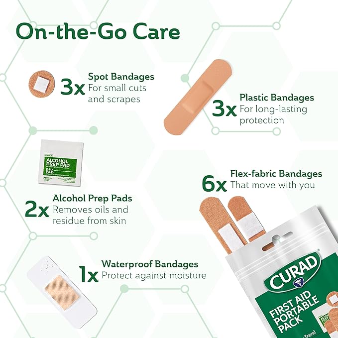 CURAD First Aid Portable, 15 - Count On-The-Go Essentials, (Pack of 48)