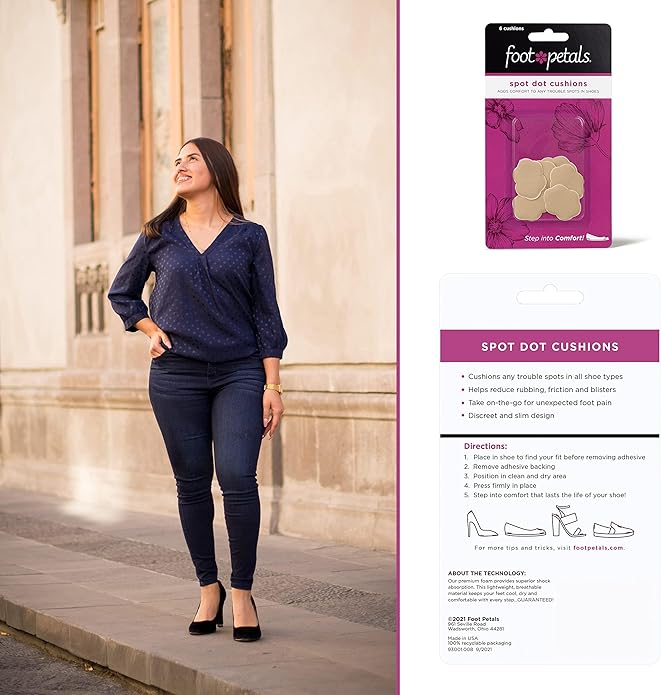 Foot Petals Spot Dot Cushion, Pressure Point Solution for Blister Relief, Rub Protection, Women's Heels, Pumps, Flats