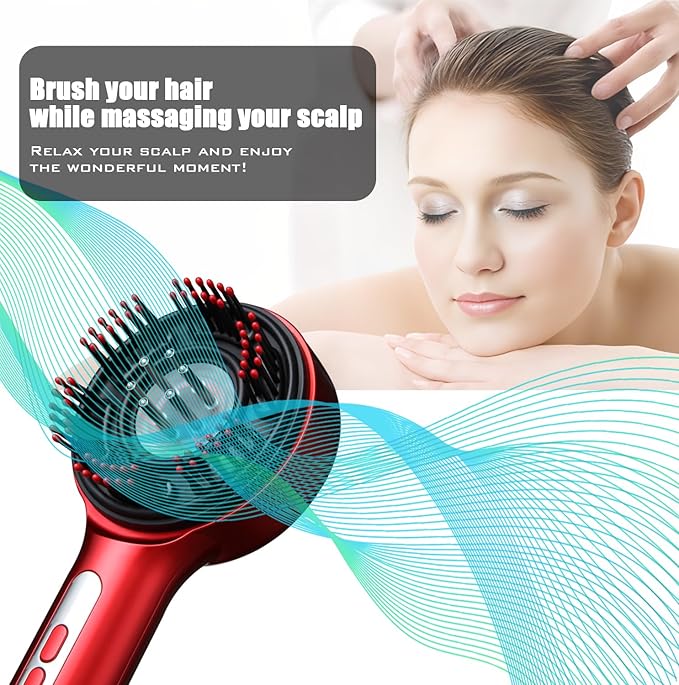 Hair Scalp Massager Comb - Rechargeable Cordless Portable Scalp Care Brush with Essential Oil Applicator, Gentle Scratching & Kneading Massage for Hair & Scalp Nourishment, Fit for Men & Women