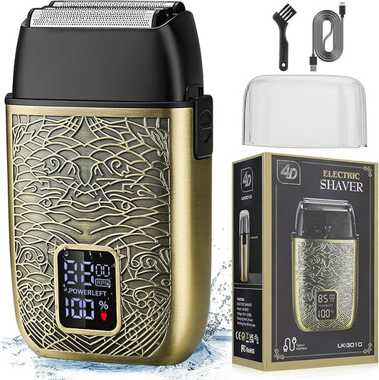 Electric Shavers for Men,Powerful Motor Electric Razor,Head Shavers for Bald Men,Triple Foil Beard Trimmer,Barber Supplies LED Displays & USB Charging Waterproof Shaver, Gifts