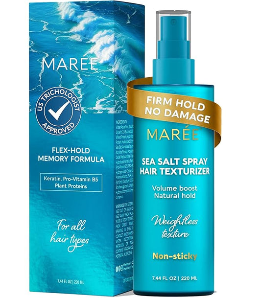 MAREE Texture Spray for Hair Women – Sea Salt Spray with Keratin, Vitamin B5 & Plant Proteins Hairspray – Flexible Hold Non-Sticky Texturizing Spray – Sea Salt Hair Spray Natural Volume & Beach Waves