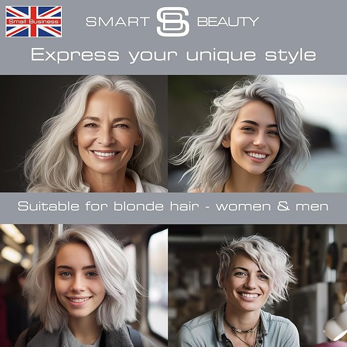 Smart Beauty Silver Metallic Hair Dye, Demi Permanent, Silver Toner for Bleached Hair, Plex Anti-Breakage Technology, Cruelty Free, Vegan, for Bleached/Pre-lightened Hair