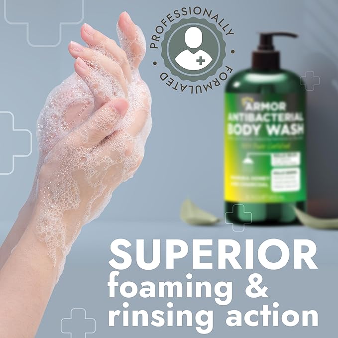 Antibacterial Body Wash | Antibacterial Soap for Men & Women | Kills 99.9% of Germs & Bacteria | Helps with Back Acne, Body Odor & Skin Irritation | Manuka Honey & Charcoal, 16 fl oz