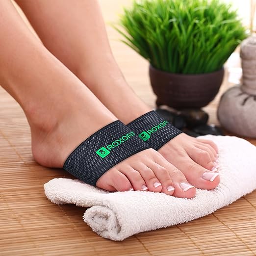 ROXOFIT Copper Arch Support for Pain Relief and Compression (Pair) - For Men, Women (Green logo, Large)