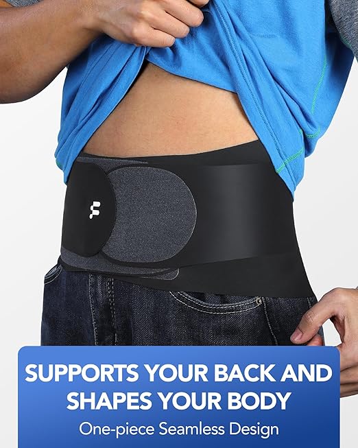 0.5mm Ultra Thin Back Brace for Women Men, 3D Lumbar Pad, Seamless Yoga Fabric, Lightweight Back Brace for Lower Back Pain Relief, Sciatica, Posture, Lifting, Wearg Under Clothes, Black, M