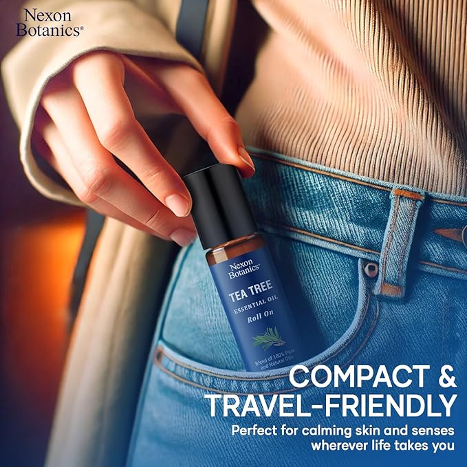 Tea Tree Oil Roll-On 10 ml - 100% Pure, Natural Essential Oil for Aromatherapy, Skin, Face & Body - Pre-Diluted Blend for Travel - Nexon Botanics