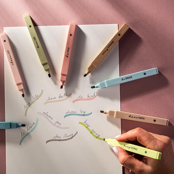 DIVERSEBEE Bible Highlighters with Soft Chisel Tip, 8 Pack Assorted Colors Pens No Bleed, Quick Dry Set, Cute Aesthetic Markers, Bible Study Journaling Supplies and Accessories (Earthy)