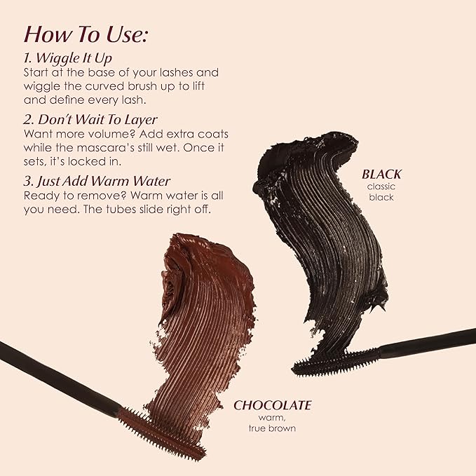 PERSONA Volumizing Tubing Mascara | Lift, Lengthen & Define | Buildable Volume Without Clumps | Long-Wear, Water-Removable | Vegan, Cruelty-Free & Gluten-Free (0.33 fl oz) | Made in Italy, Chocolate