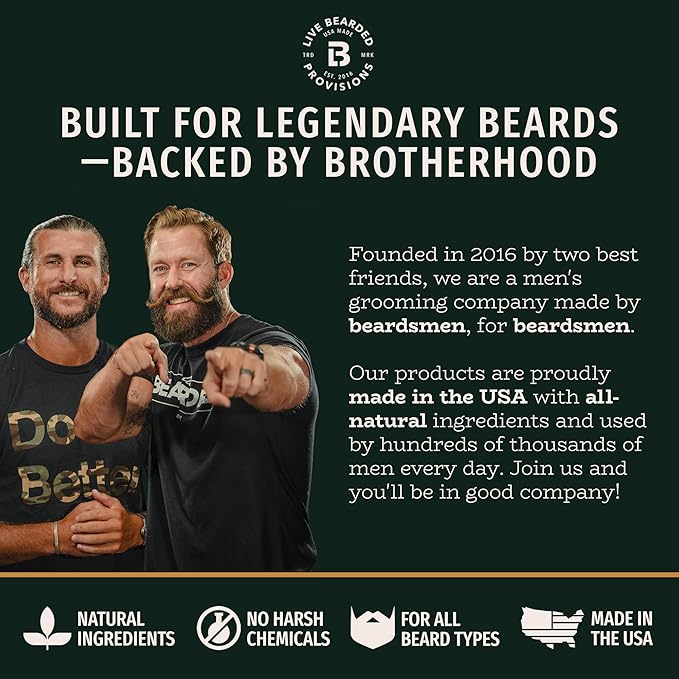 Live Bearded Complete Beard Grooming Kit - Wash, Conditioner, Butter and Oil - Made in the USA with All-Natural Ingredients - Mens Groom Set | Executive Scent - Cedar, Vanilla