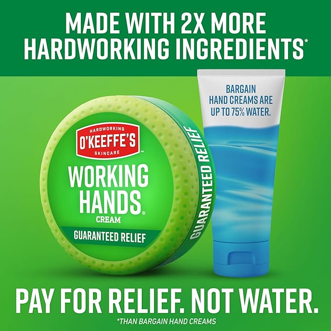 O'Keeffe's Working Hands Hand Cream for Extreme Dryness - 3.4 oz Jar (1 Pack) - Repairing Skincare for Cracked, Dry Hands