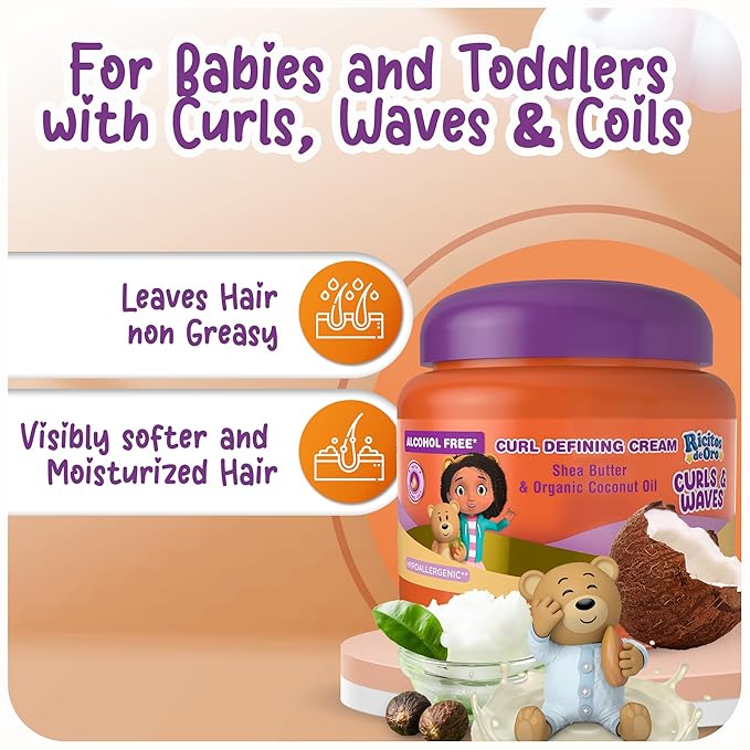 Ricitos de Oro Curl Defining Cream: Defines Curls Without Frizz, Long-Lasting Hydration,100% Natural Oils, Vegan Ingredients, Easy Detangle & Style, Conditions Without Weighing Down, 10.5 Oz, 2-Pack