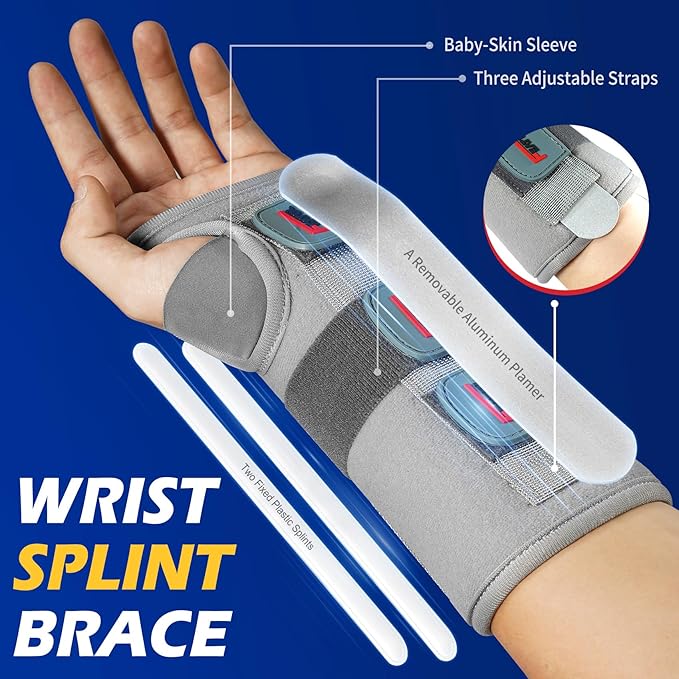 FEATOL Wrist Brace Splint Carpal Tunnel for Women Men, Night Wrist Sleep Support Brace, Right Hand, Large/X-Large, Pain Relief for Sprain, Arthritis, Tendonitis