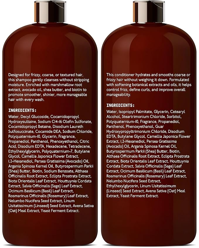 DEL SUR Frizz Control Shampoo and Conditioner Set | 16 fl oz Each | with Camellia Japonica, Shea Butter & Avocado Oil | Smoothing & Anti Frizz for Curly, Wavy & Straight Hair