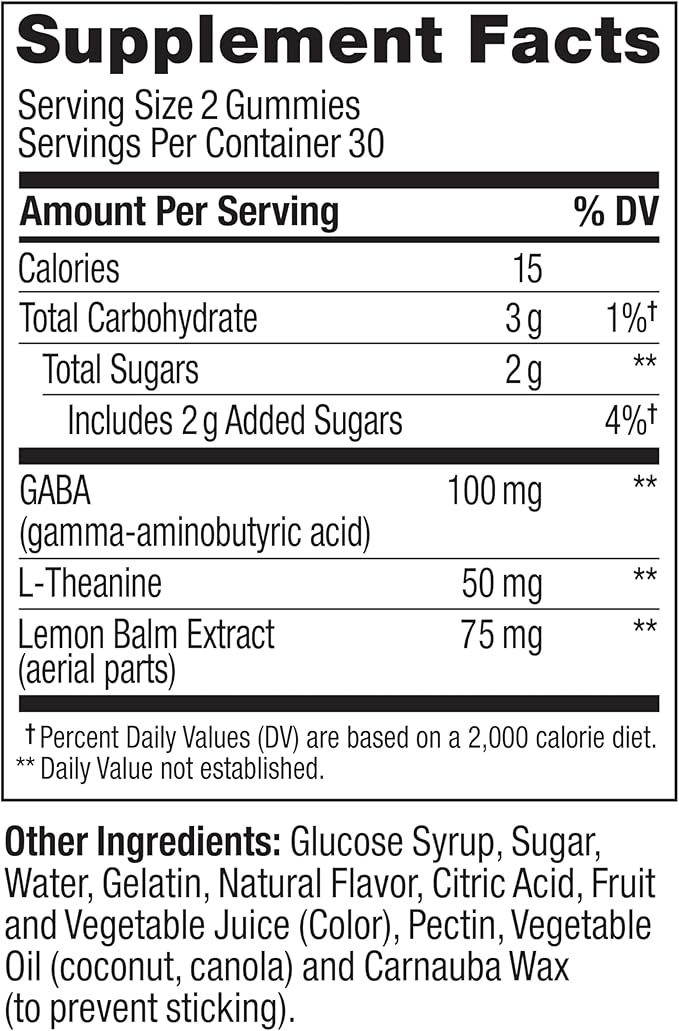 OLLY Goodbye Stress Gummy, GABA, L-Theanine, Lemon Balm, Stress Relief Supplement, Berry - 60 Count