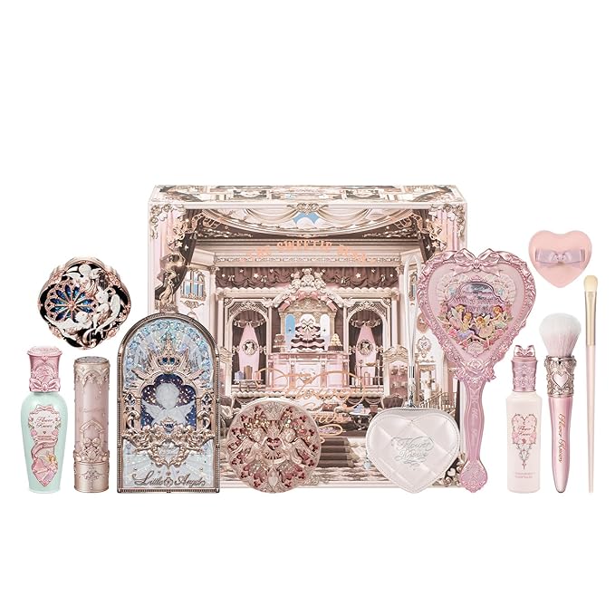 Flower Knows Cherub Bloom 11-Piece Makeup Gift Box Set,Includes Makeup Palette,Lipstick,Blush,Highlighter,Lip Gloss,Hand Mirror,Bag Charm,Brush,Box,Perfect Anniversary Valentine Birthday Make Up Gift
