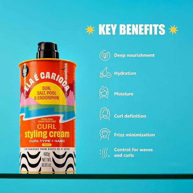 Lola From Rio - Ela E Carioca 4ABC Curl-Defining Cream, Boost Hydration, Minimize Frizz, Provide Soft, Flexible Control for 4ABC Curl Type, 17.64 Fl Oz