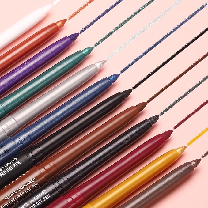 LANGMANNI 6Pcs Metal Colorful Eyeliner Pencil Set - Matte & Shimmer Eye Makeup,Smooth Use Long-Lasting & Waterproof Eyeliner Set(#01+05+07+09+10+11)