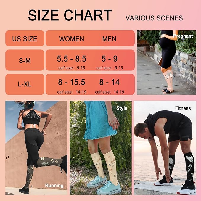 Iseasoo 4 Pairs Compression Socks for Women Circulation-Best Support for Nurses,Running,Athletic,Travel