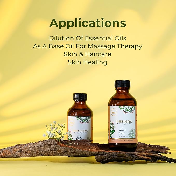 My Ace Bhringraj Carrier Oil | 100% Pure Cold Pressed Premium Oil for Hair Growth, Scalp & Skin Care, Face Moisturizer, Body Massage & Aromatherapy – 4 fl oz